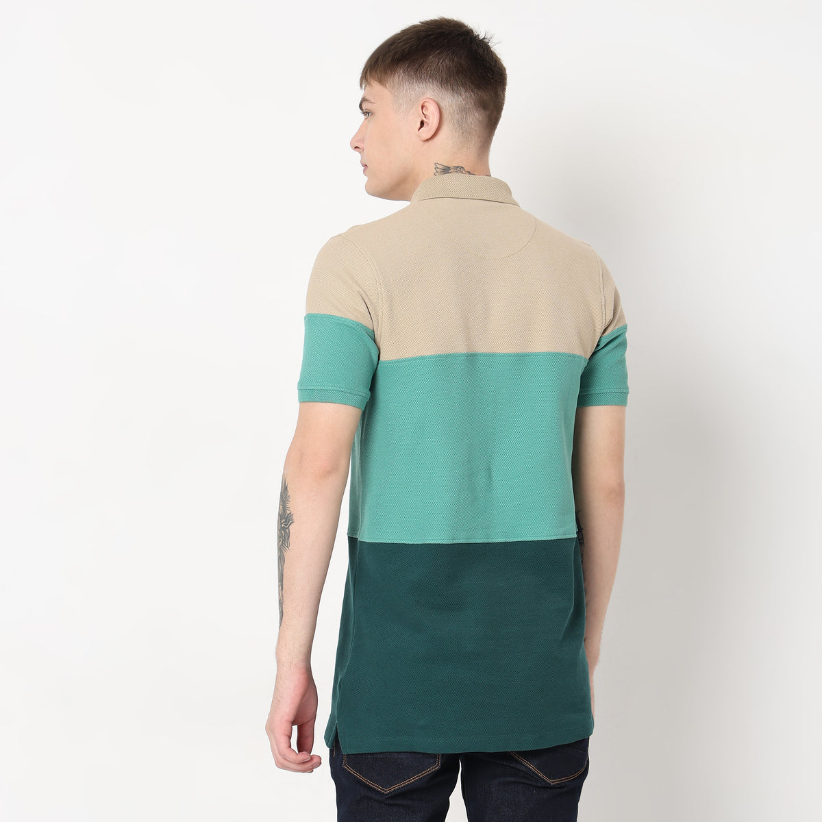 Regular Fit Cut and Sew Polo T-Shirt