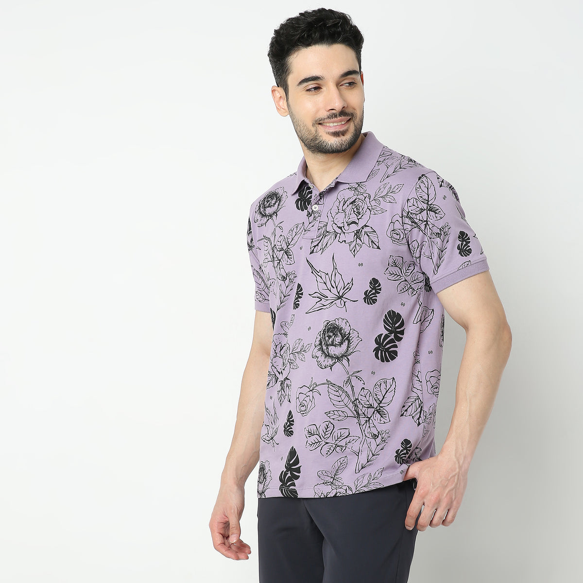 Regular Fit Printed Polo T-Shirt