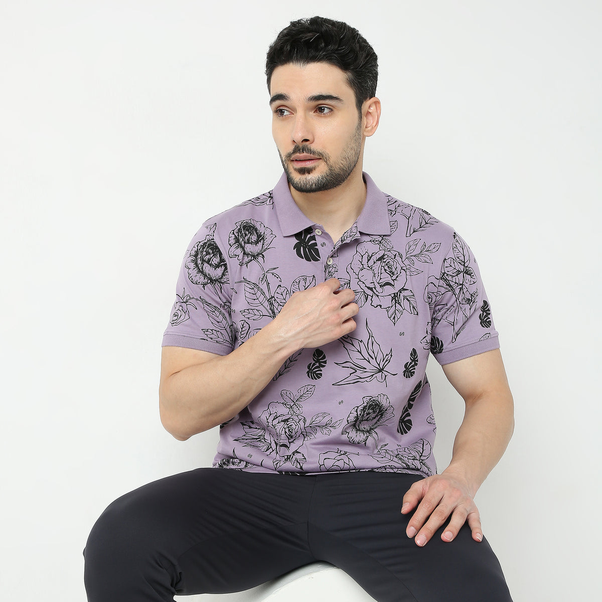 Regular Fit Printed Polo T-Shirt