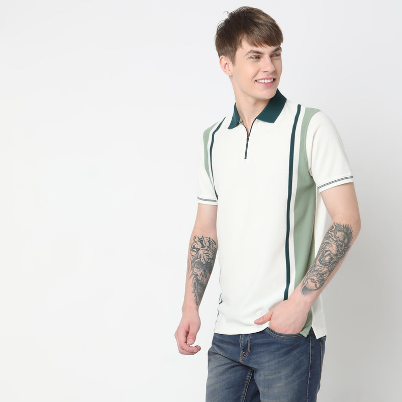 Regular Fit Striped Polo T-Shirt