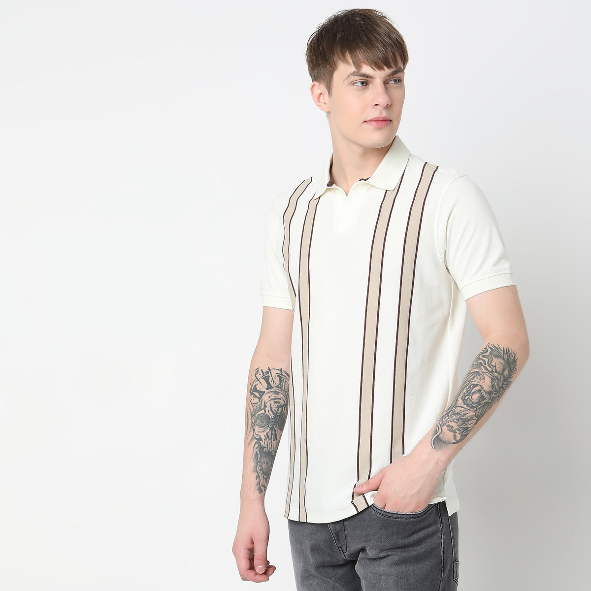 Regular Fit Striped Polo T-Shirt