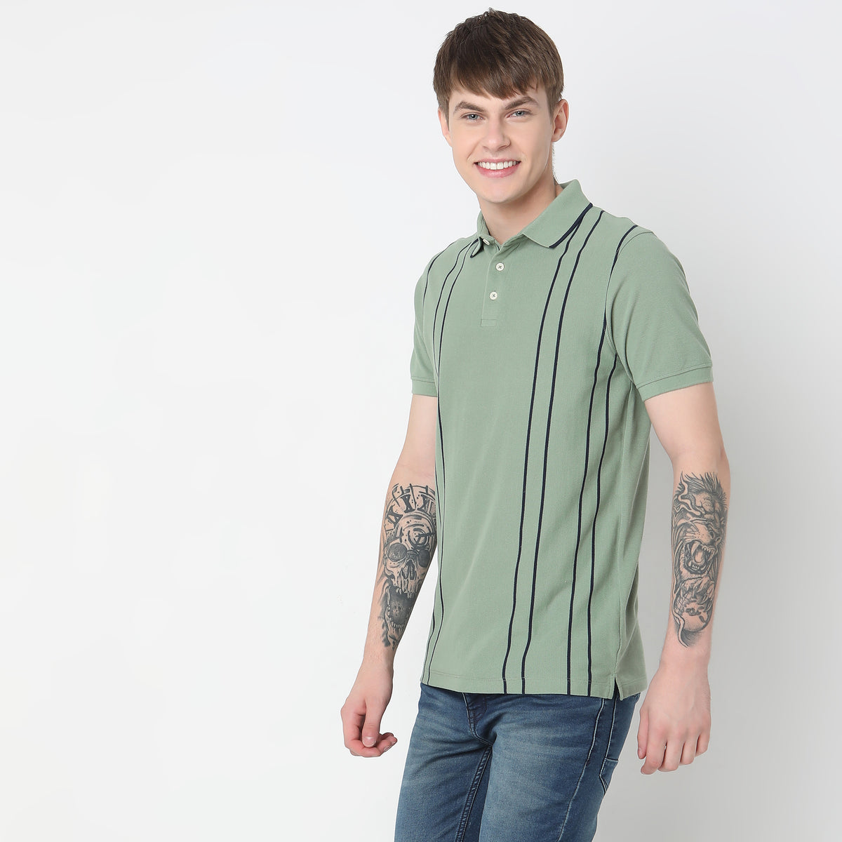 Regular Fit Striped Polo T-Shirt