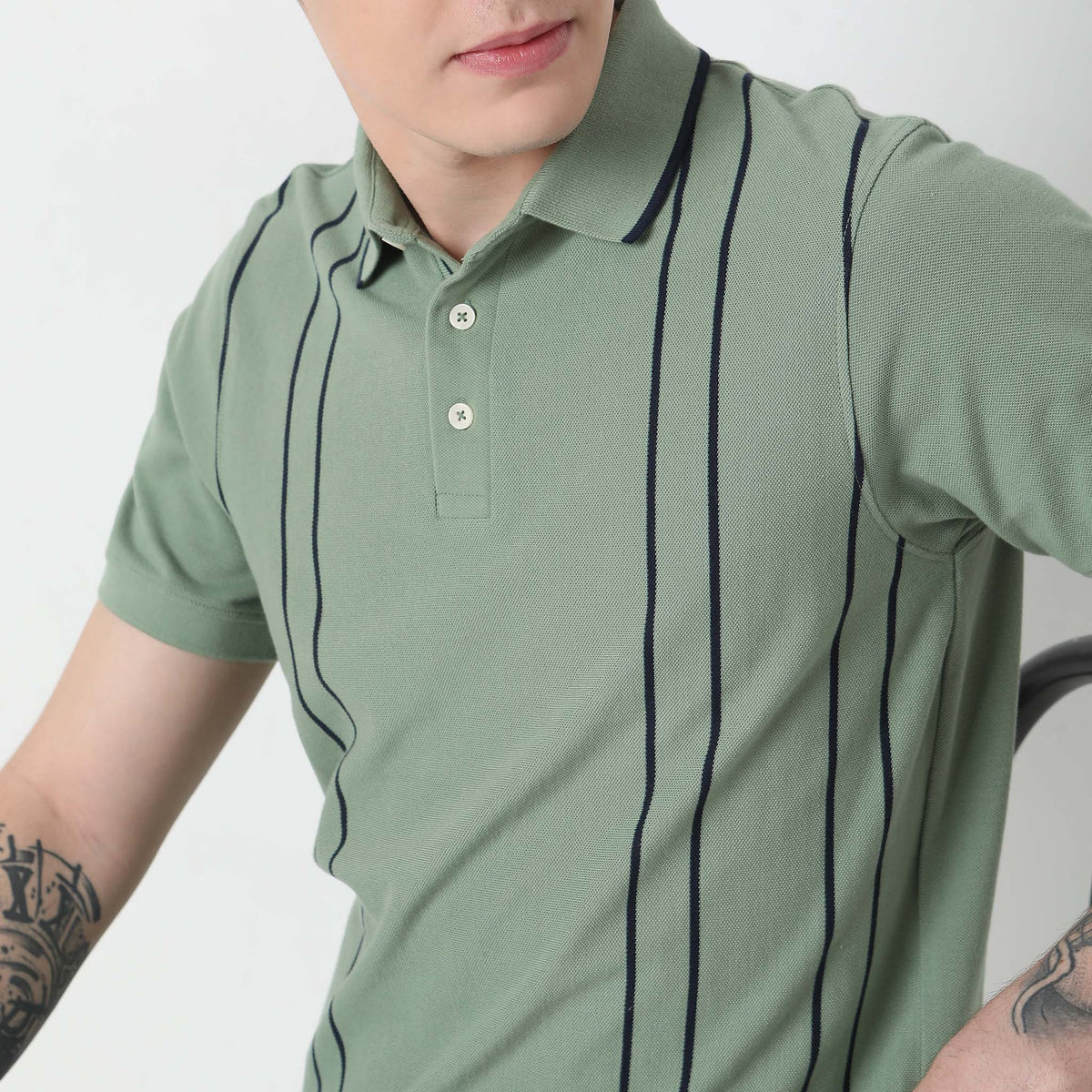 Regular Fit Striped Polo T-Shirt