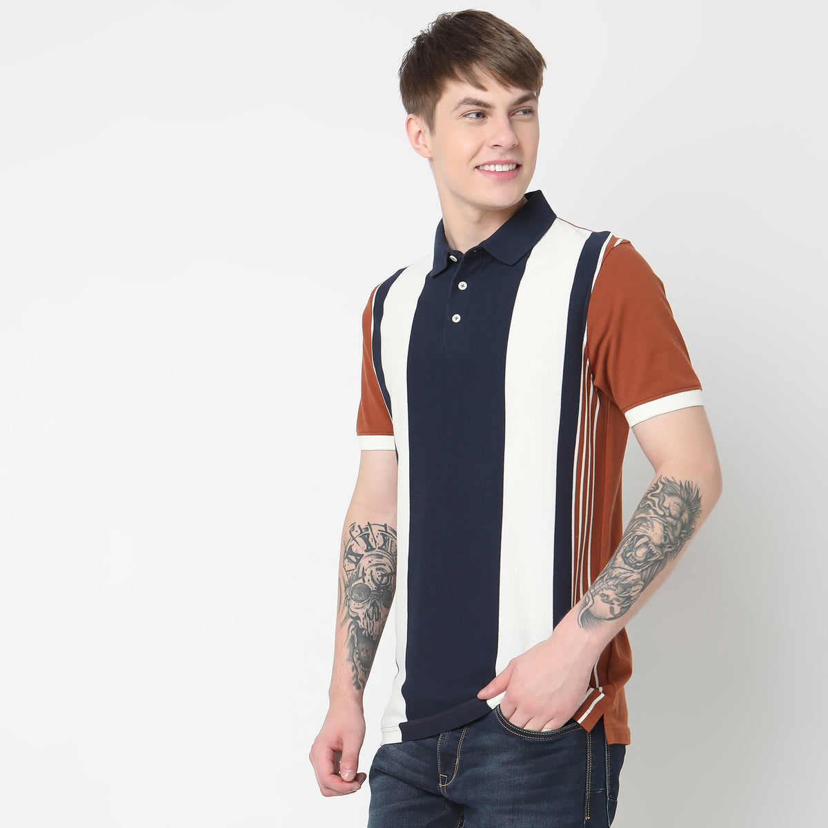 Regular Fit Striped Polo T-Shirt