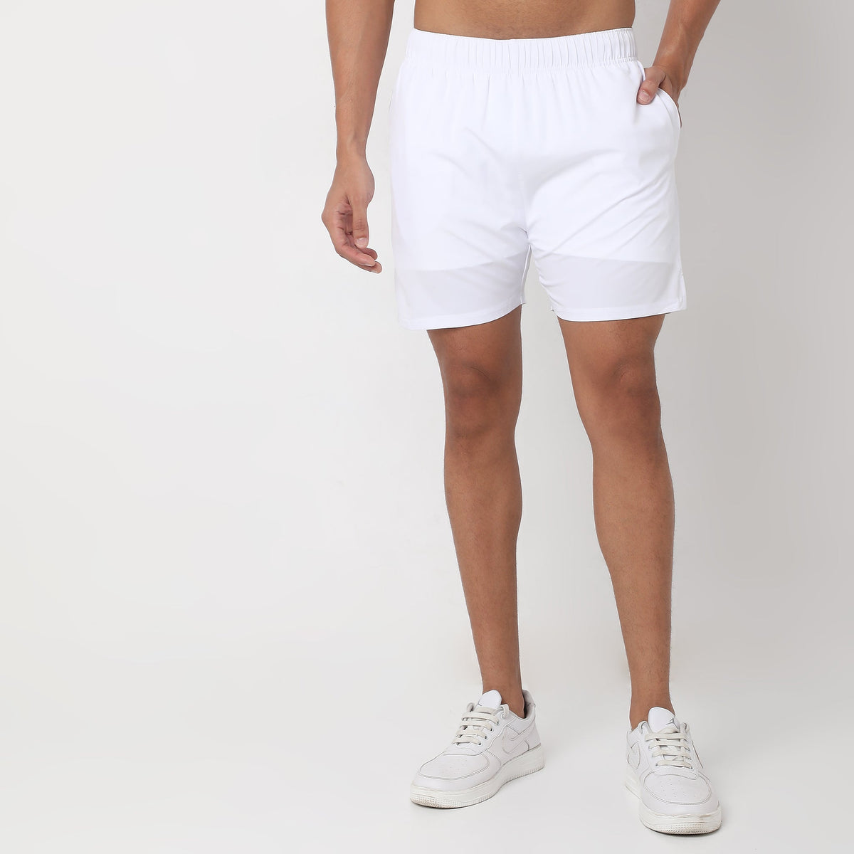 Regular Fit Solid Mid Rise Shorts