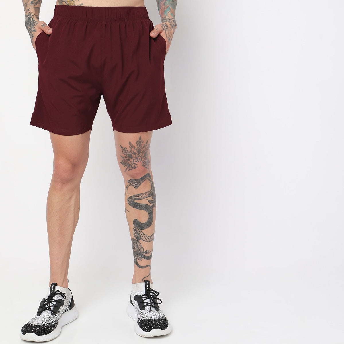 Regular Fit Solid Mid Rise Shorts