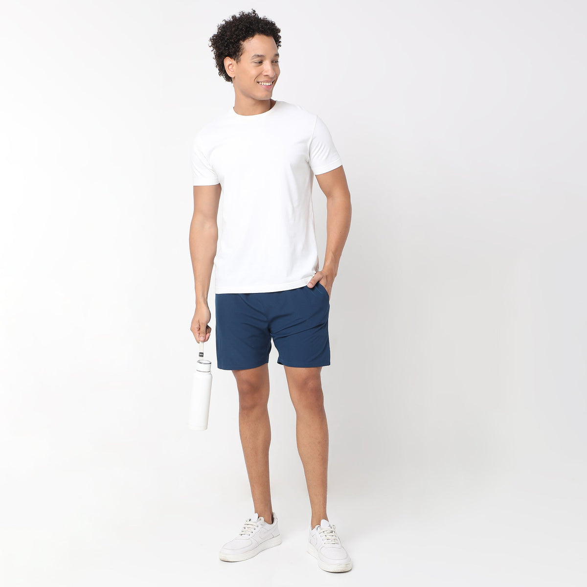 Regular Fit Solid Mid Rise Shorts