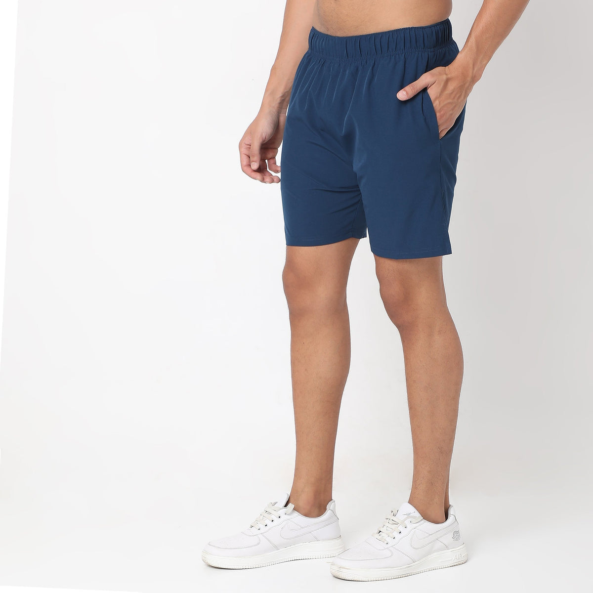 Regular Fit Solid Mid Rise Shorts