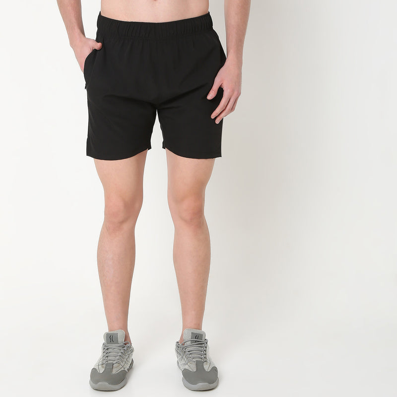 Regular Fit Solid Mid Rise Shorts