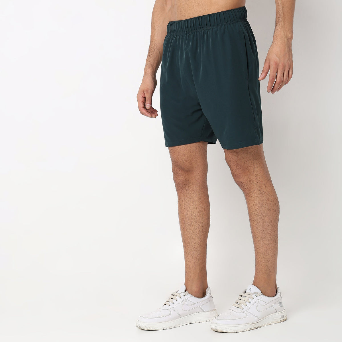 Regular Fit Solid Mid Rise Shorts