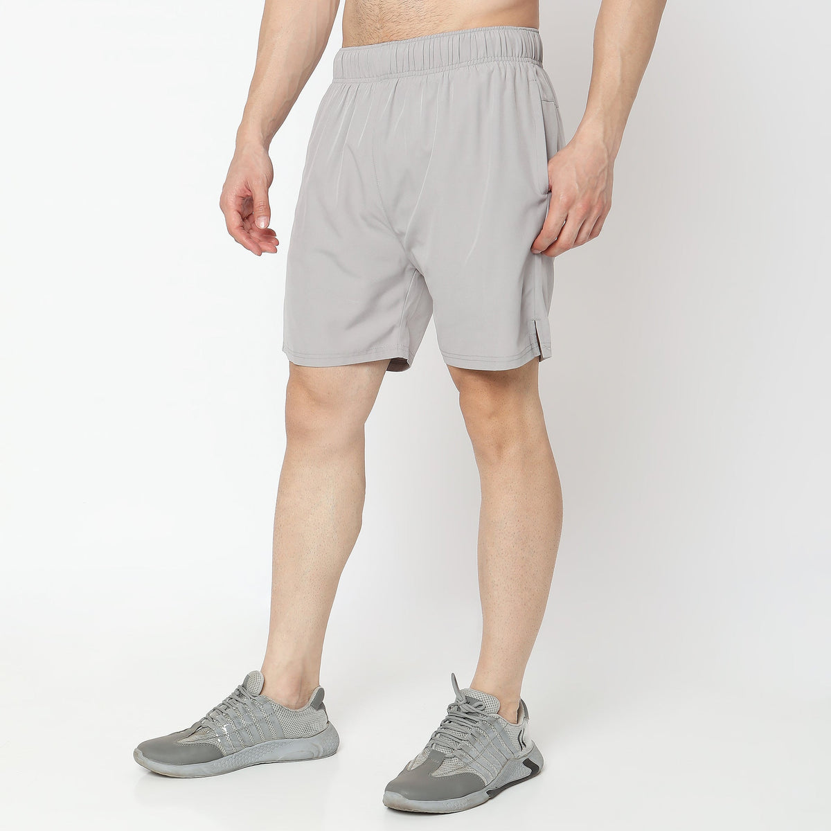 Regular Fit Solid Mid Rise Shorts