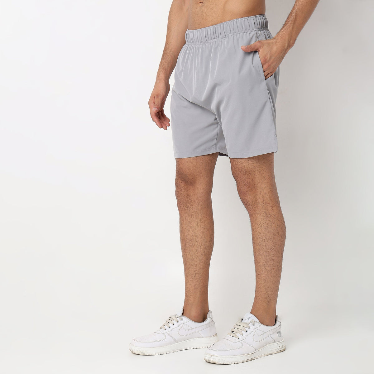 Regular Fit Solid Mid Rise Shorts