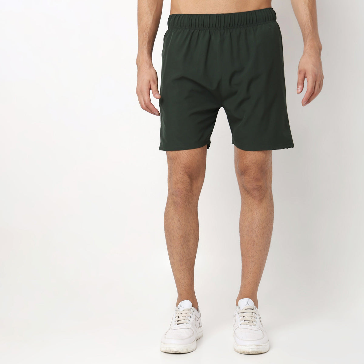 Regular Fit Solid Mid Rise Shorts