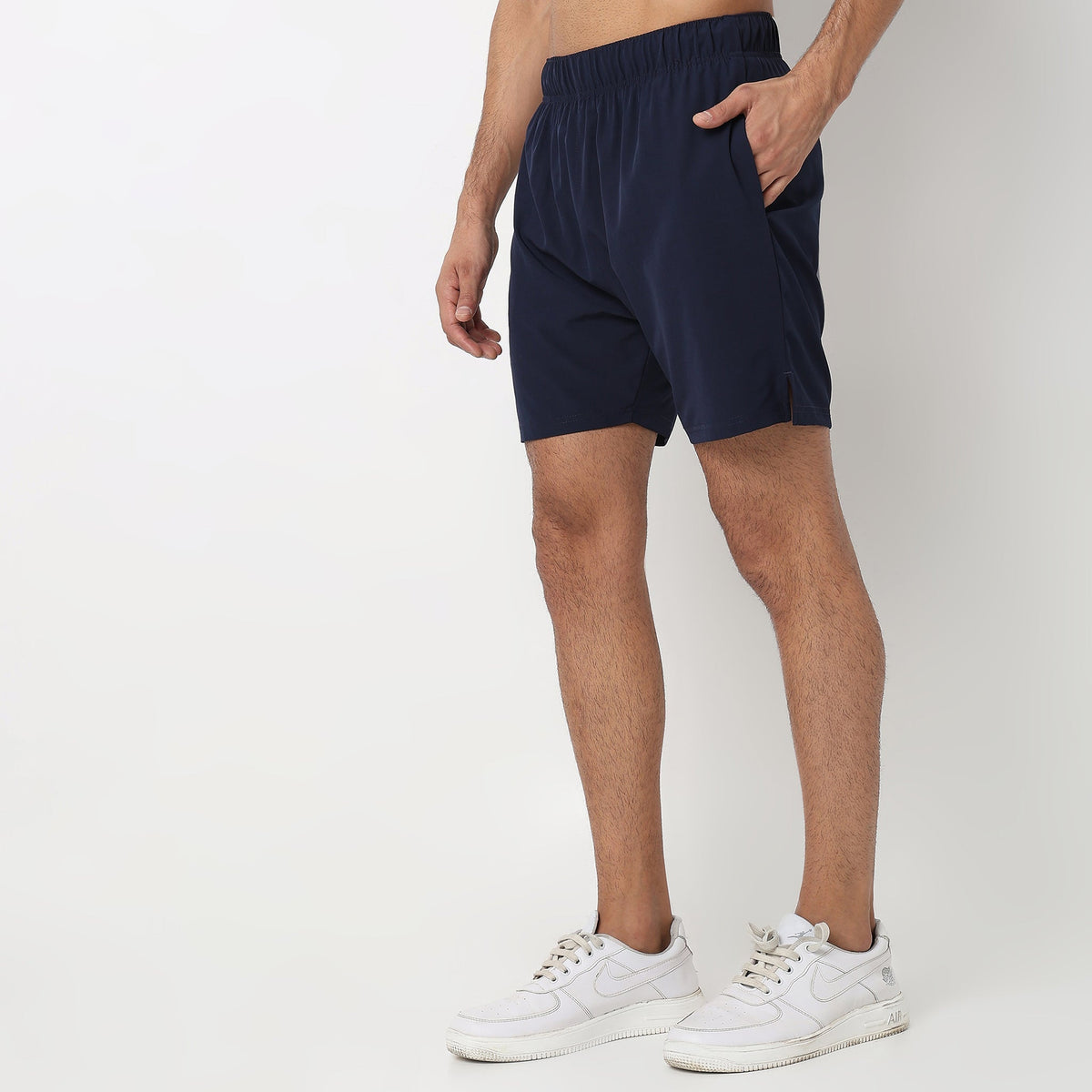 Regular Fit Solid Mid Rise Shorts