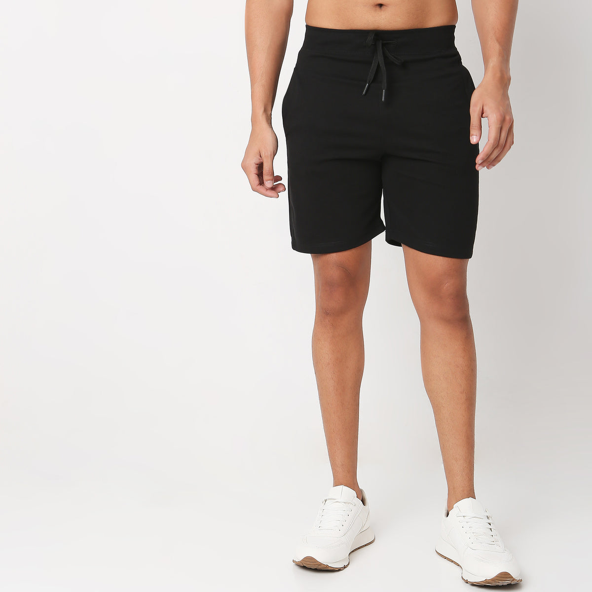 Regular Fit Solid Mid Rise Shorts