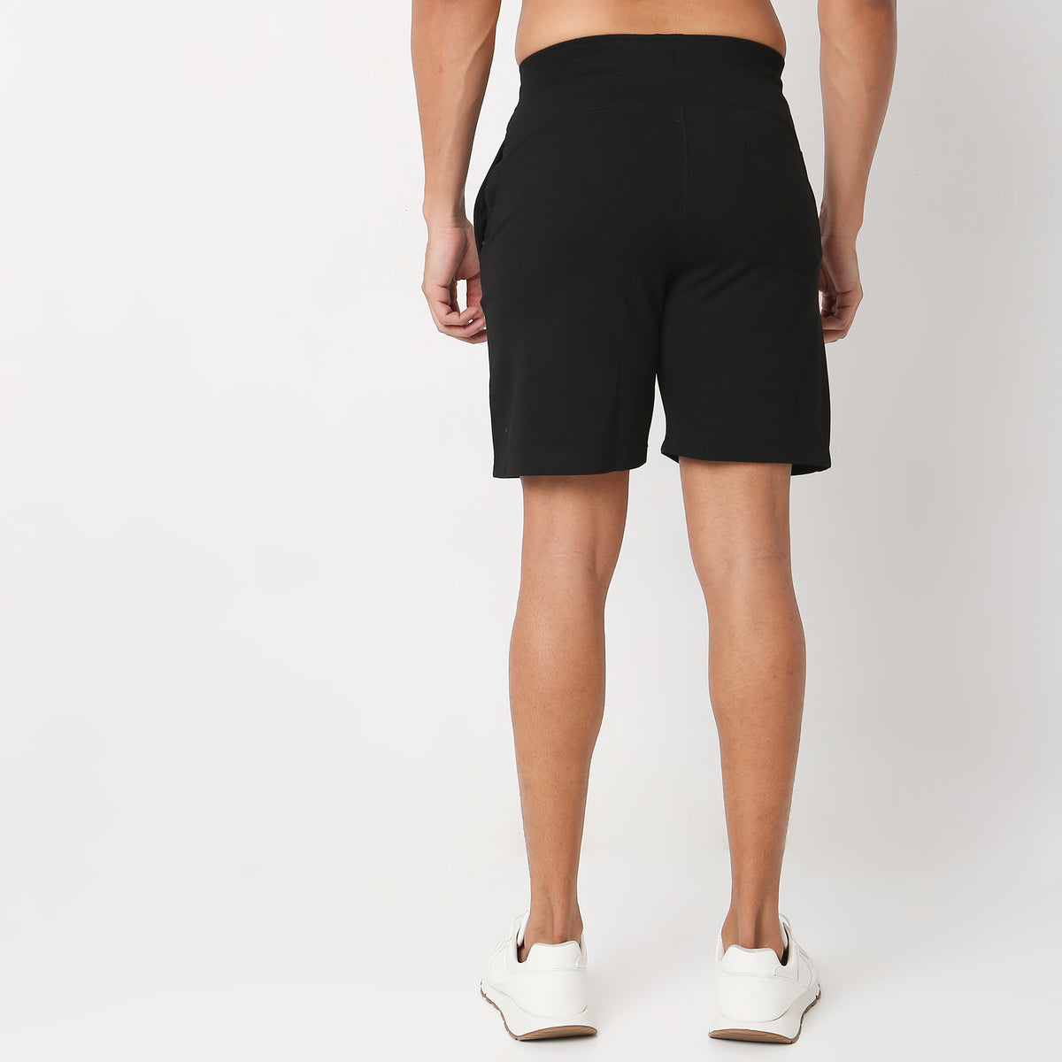 Regular Fit Solid Mid Rise Shorts