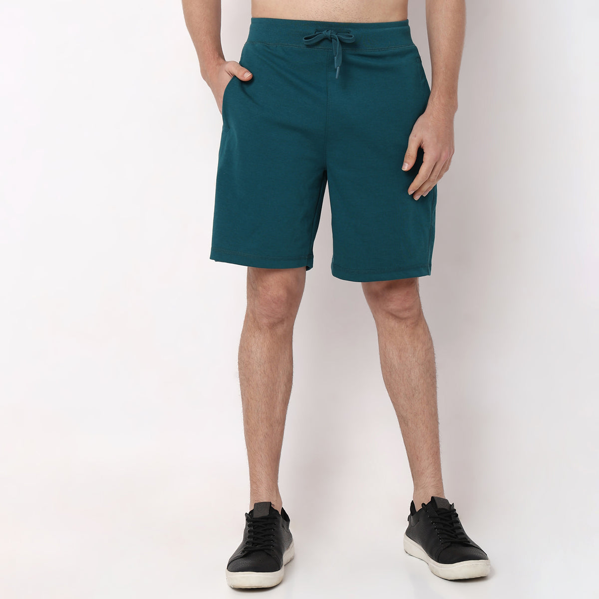 Regular Fit Solid Mid Rise Shorts