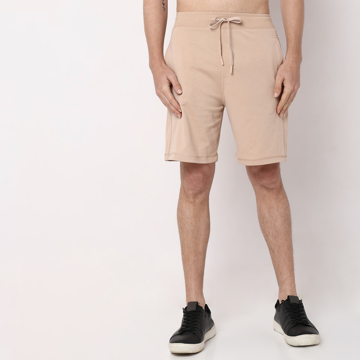 Regular Fit Solid Mid Rise Shorts