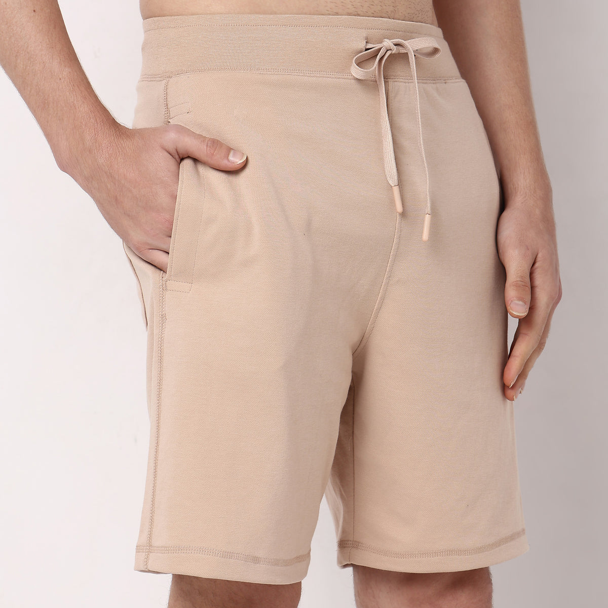 Regular Fit Solid Mid Rise Shorts