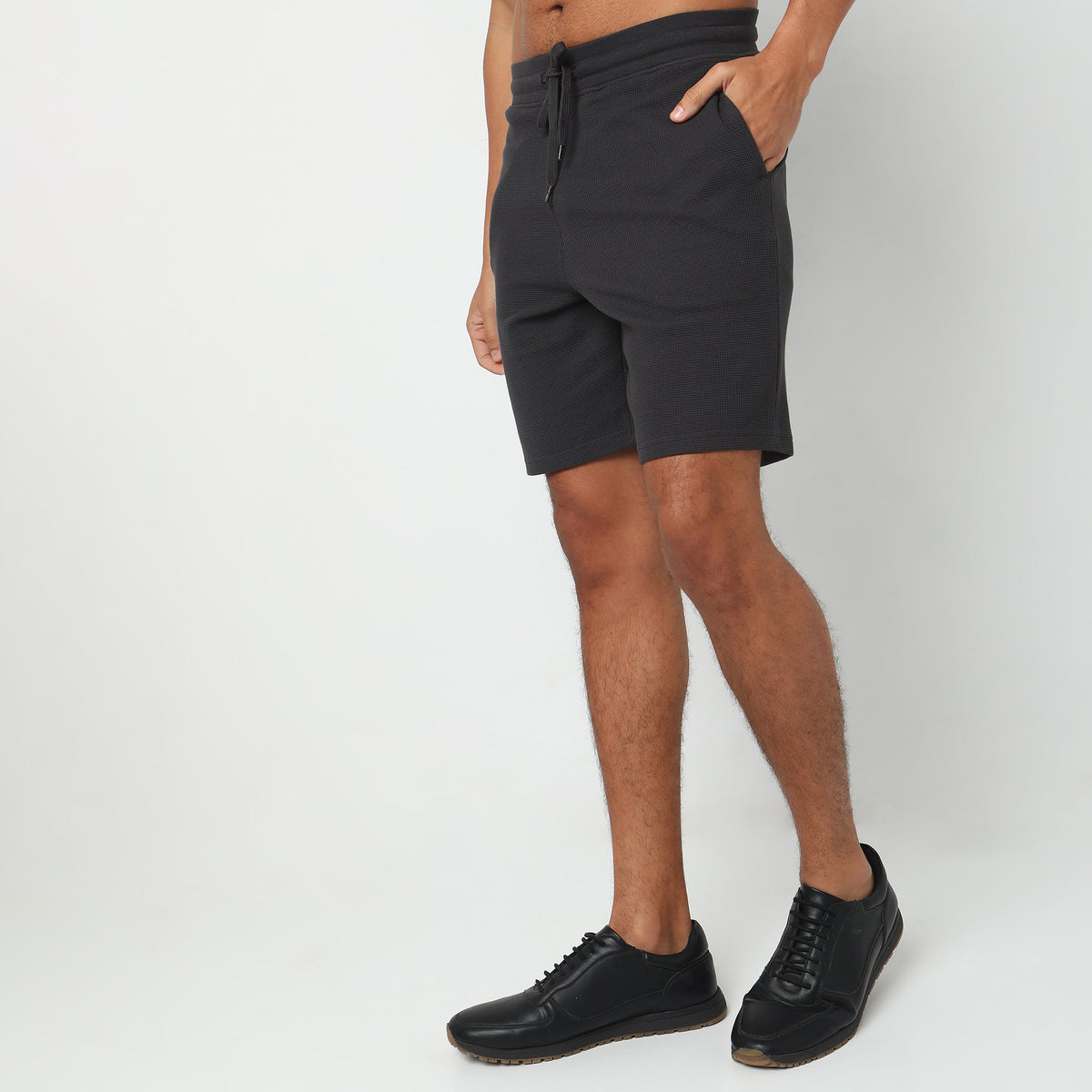 Regular Fit Structured Mid Rise Shorts