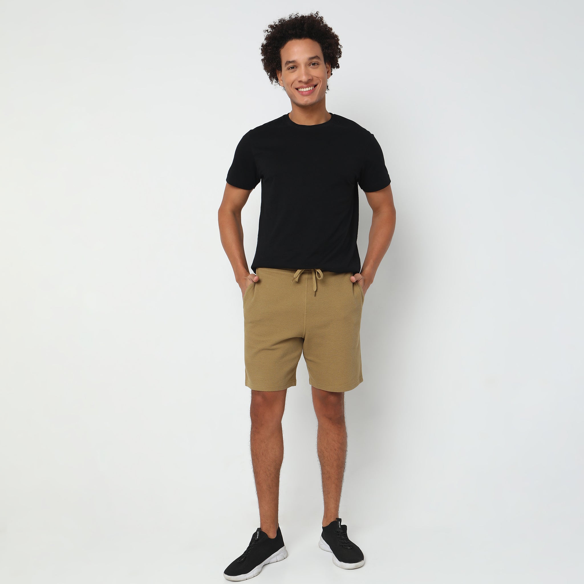 Regular Fit Structured Mid Rise Shorts