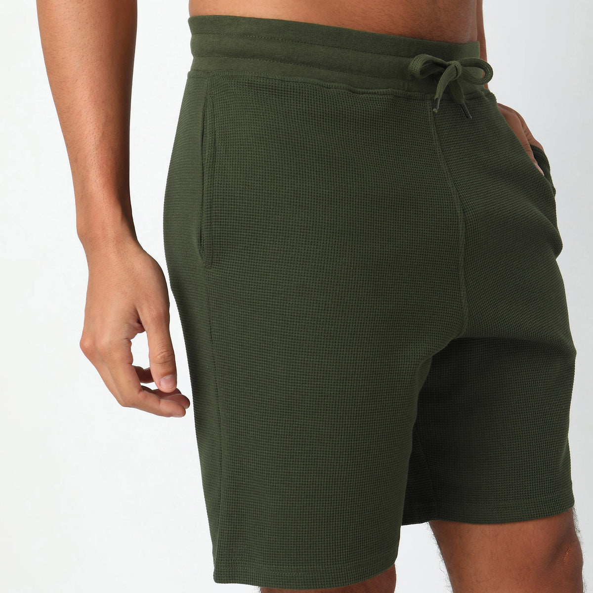 Regular Fit Structured Mid Rise Shorts