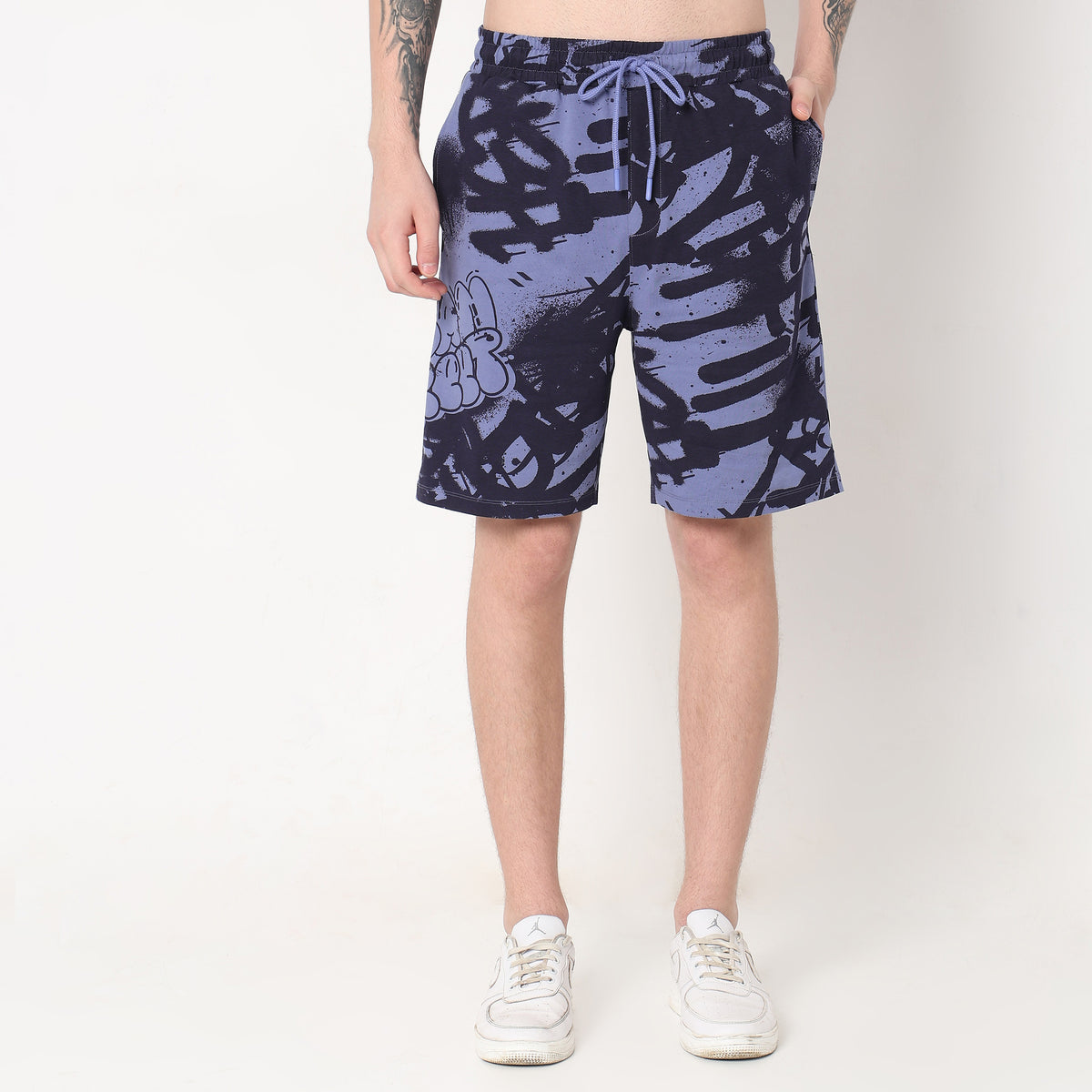 Regular Fit Printed Mid Rise Shorts