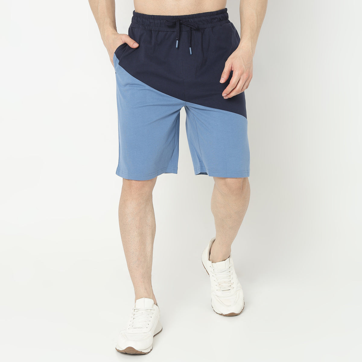 Regular Fit Color Block Mid Rise Shorts