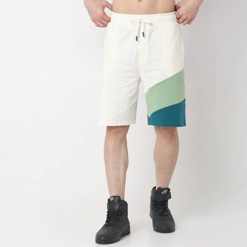 Regular Fit Color Block Mid Rise Shorts