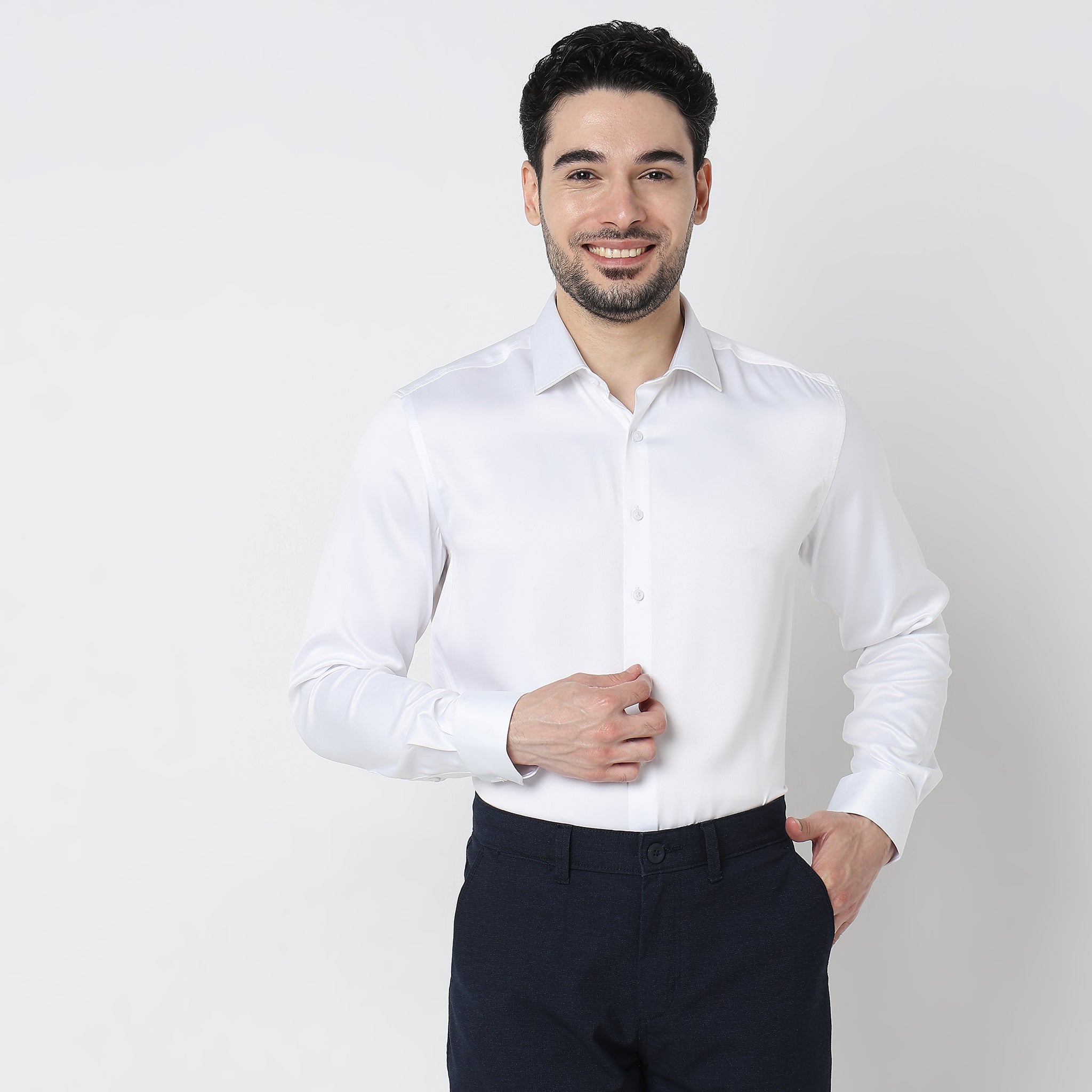 White discount solid shirt