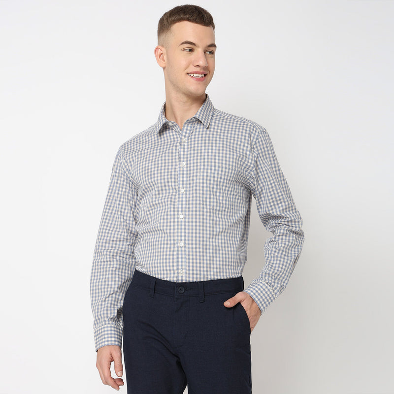 Men Wearing Regular Fit Checkered Shirt