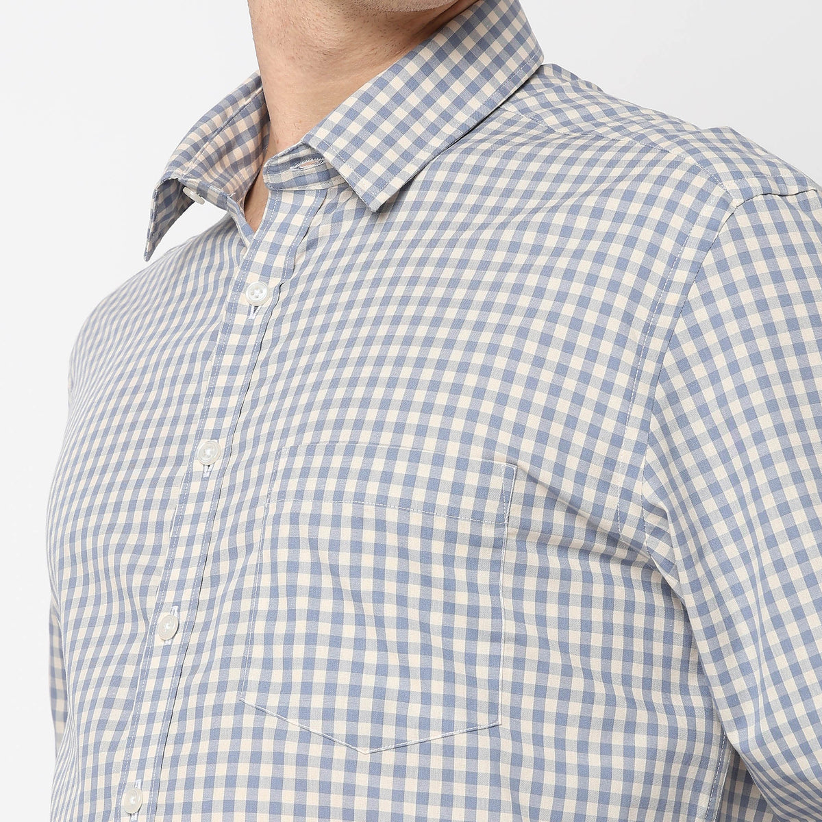 Men Wearing Regular Fit Checkered Shirt