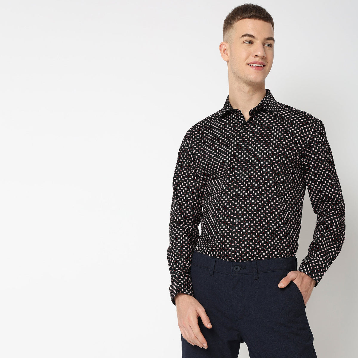 Men Wearing Regular Fit Printed Shirt