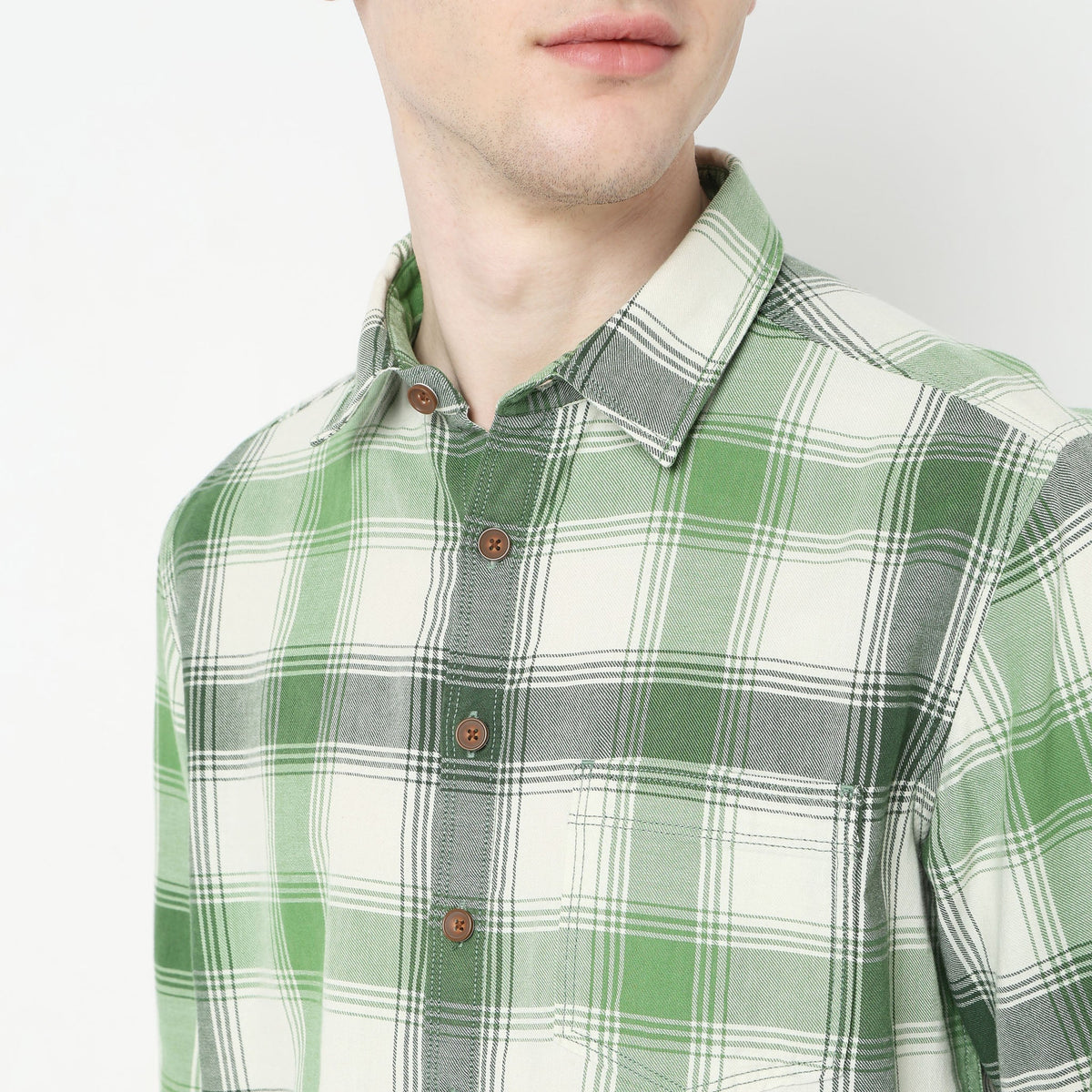 Men Wearing Slim Fit Checkered Shirt