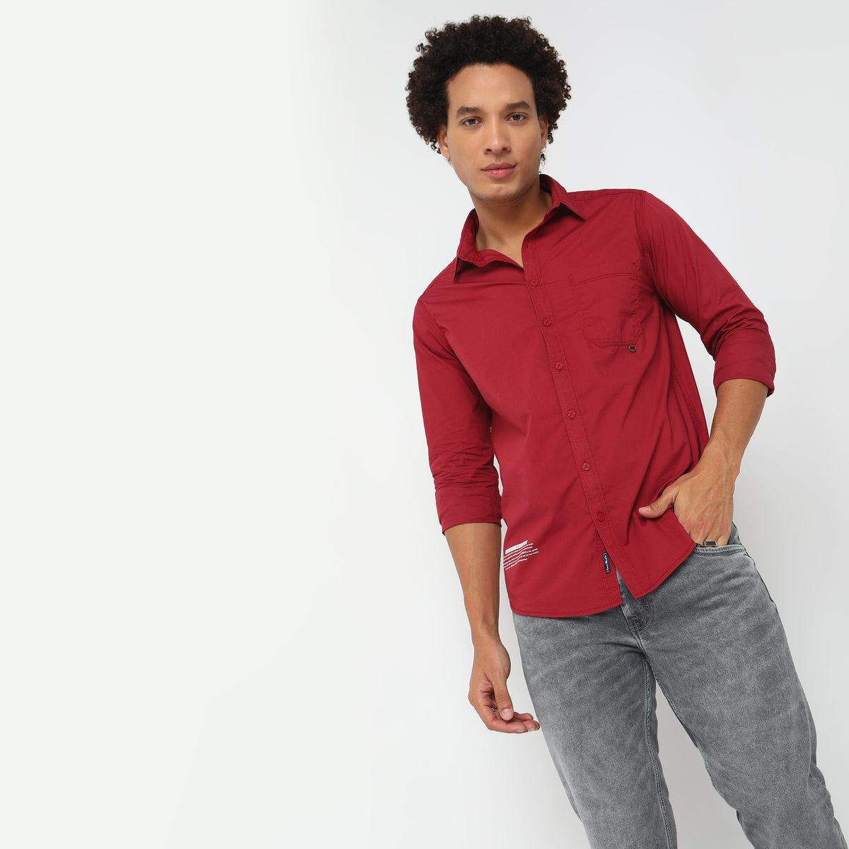 Slim Fit Solid Shirt