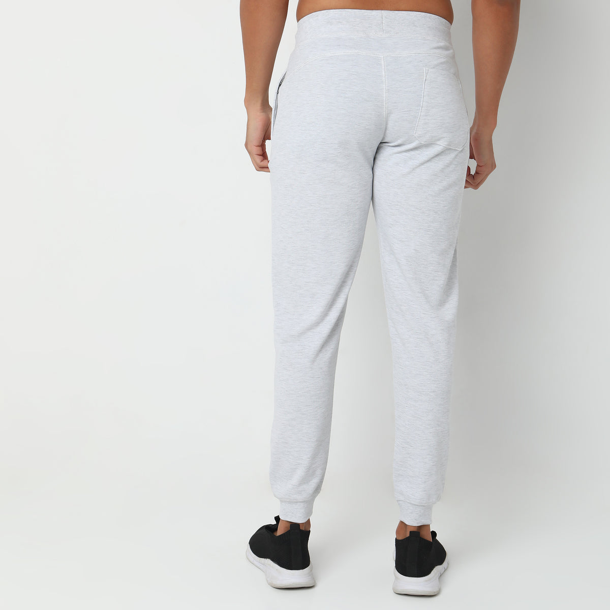 Regular Fit Solid Mid Rise Trackpants