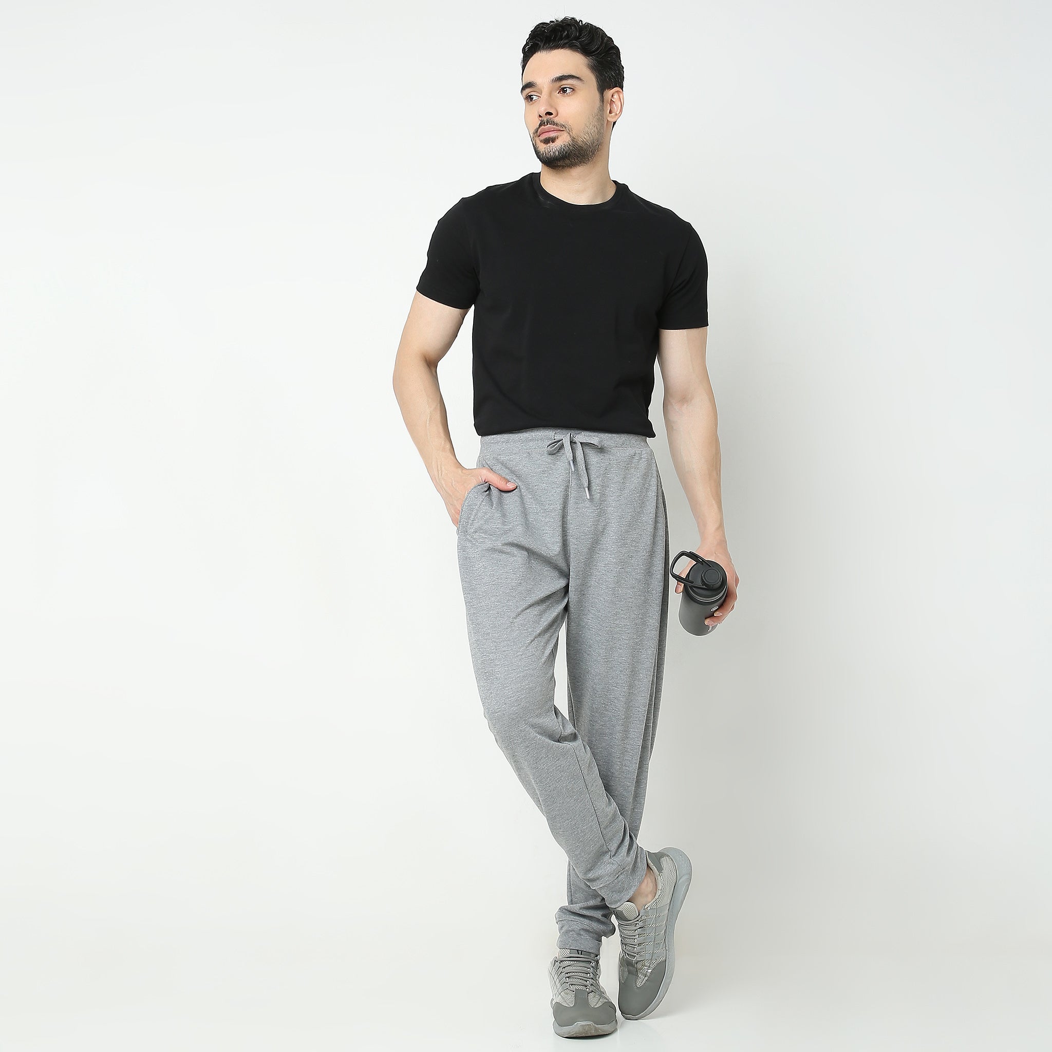 Buy online Black Solid Mid Rise Jogger from bottom wear for Women