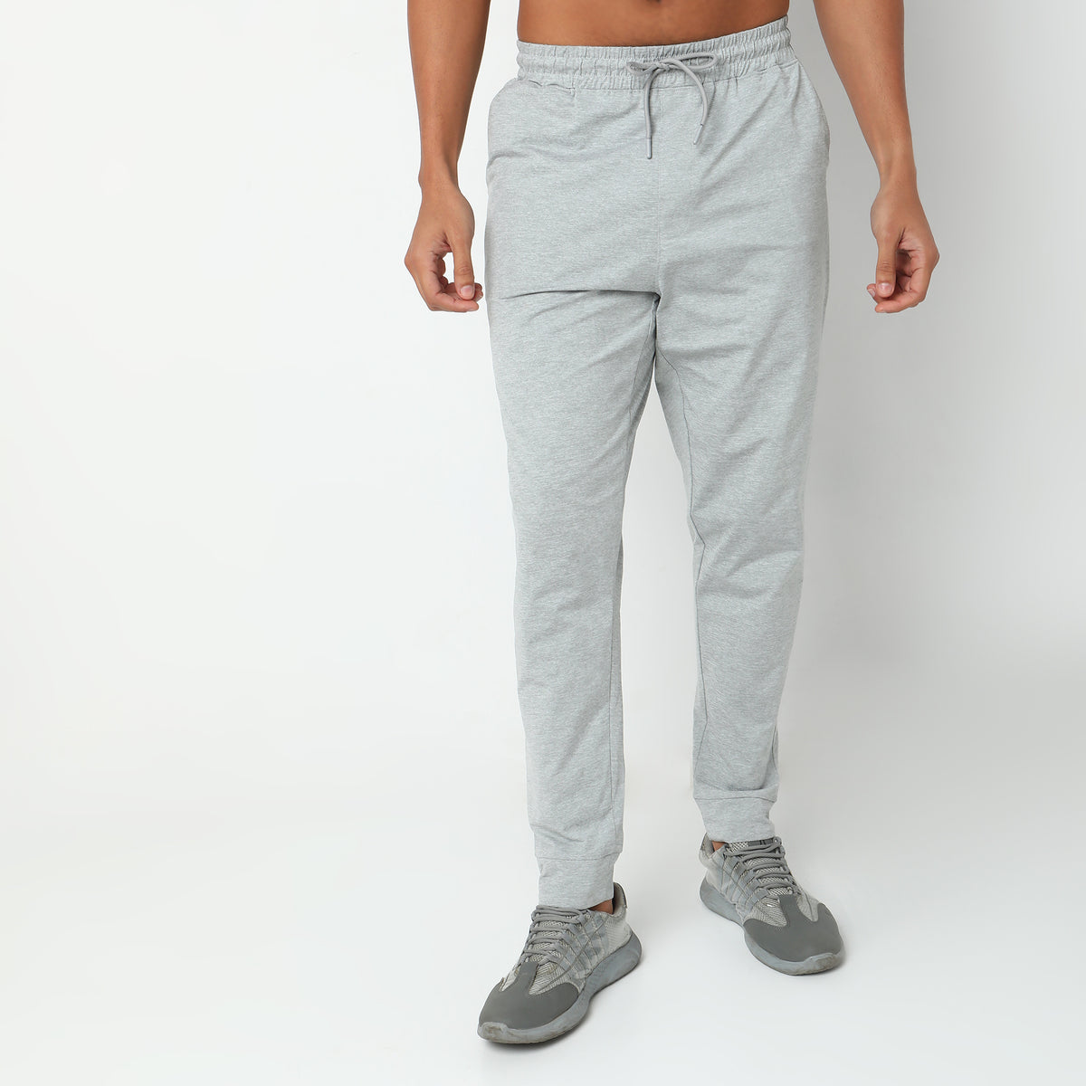 Regular Fit Solid Mid Rise Trackpants