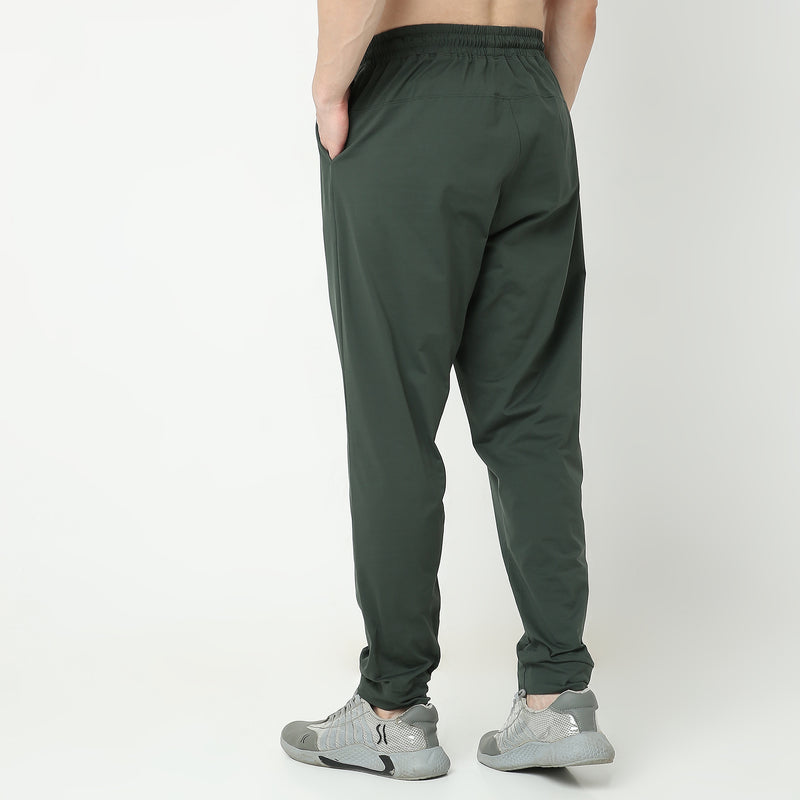 Regular Fit Solid Mid Rise Trackpants