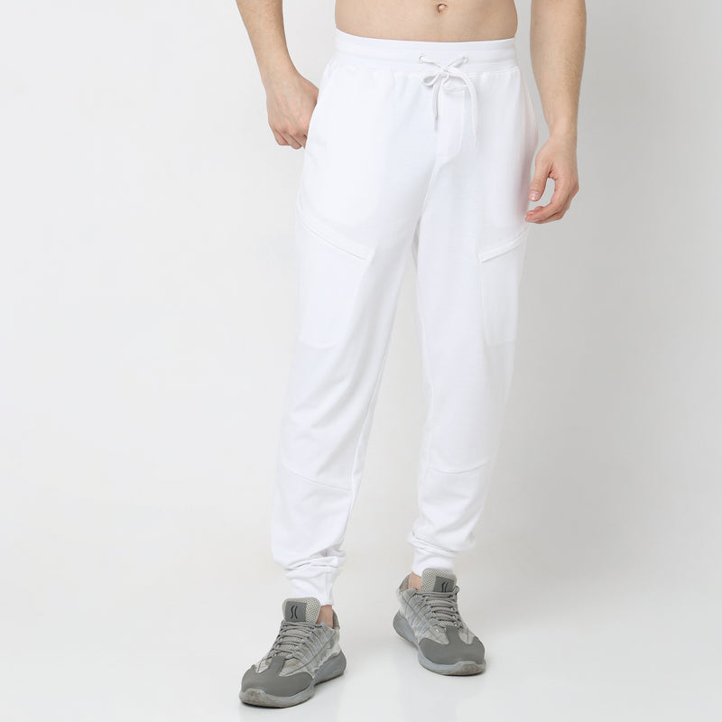 Regular Fit Solid Mid Rise Trackpants