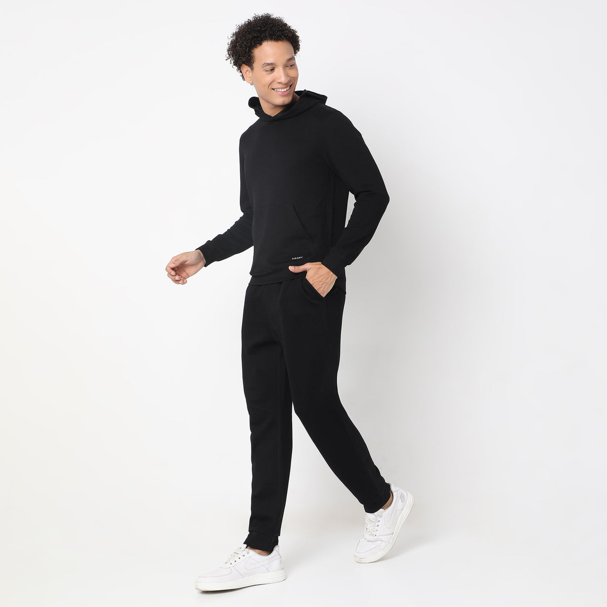 Regular Fit Solid Mid Rise Trackpants