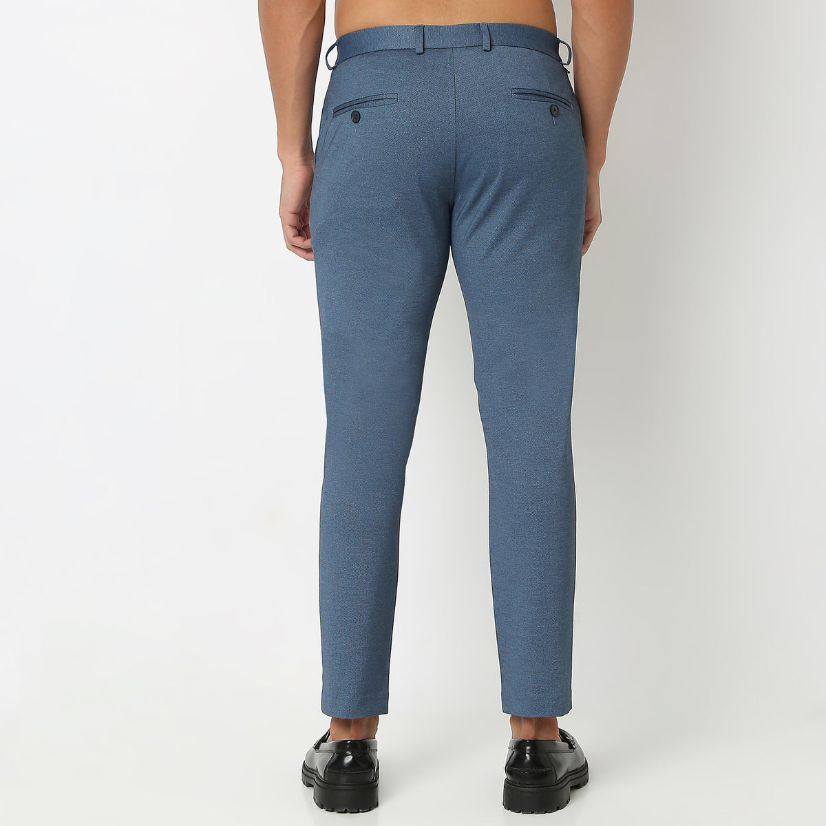 Regular Fit Solid Mid Rise Trousers