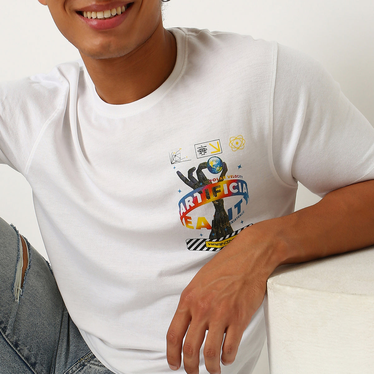 Men Wearing Regular Fit Solid T-Shirt