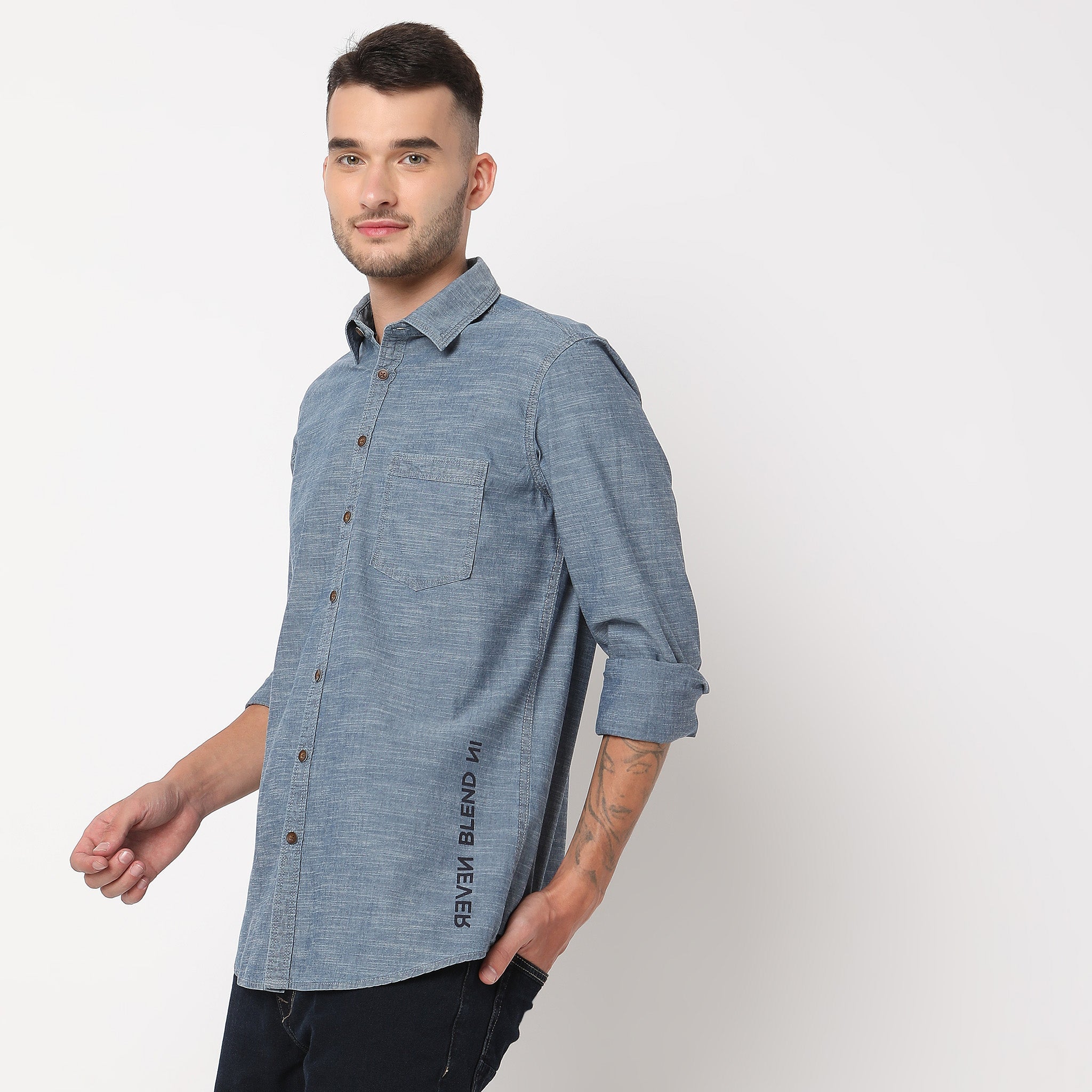 Men Wearing Relaxed Fit Checkered Shirt