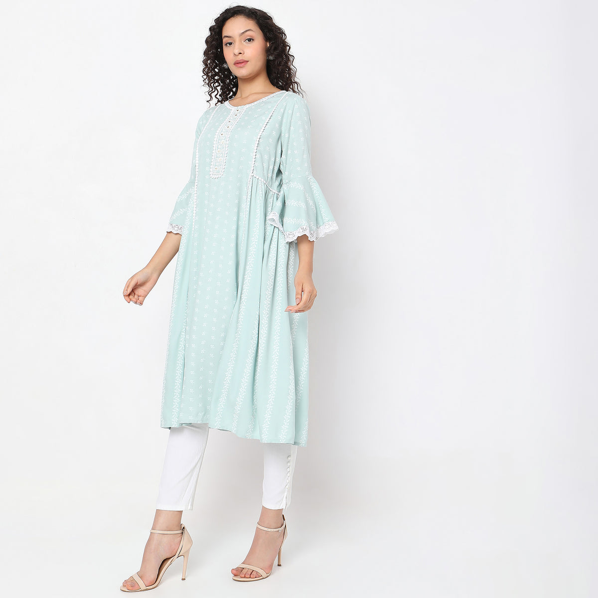 Flare Fit Embroidered Kurta