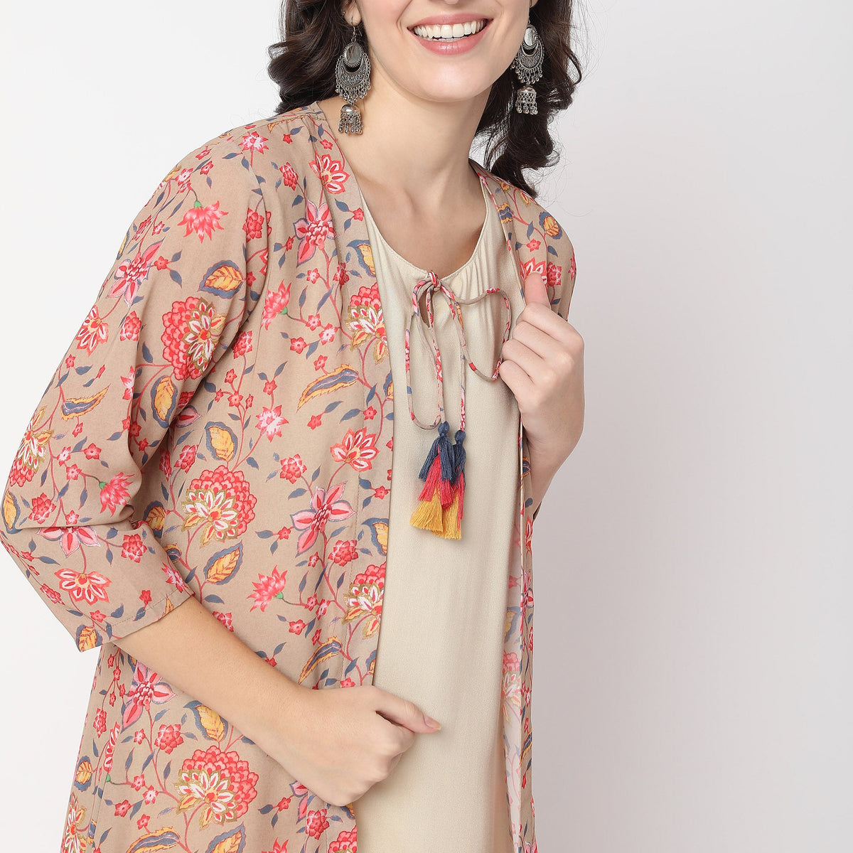 Women Wearing Flare Fit Printed Kurta