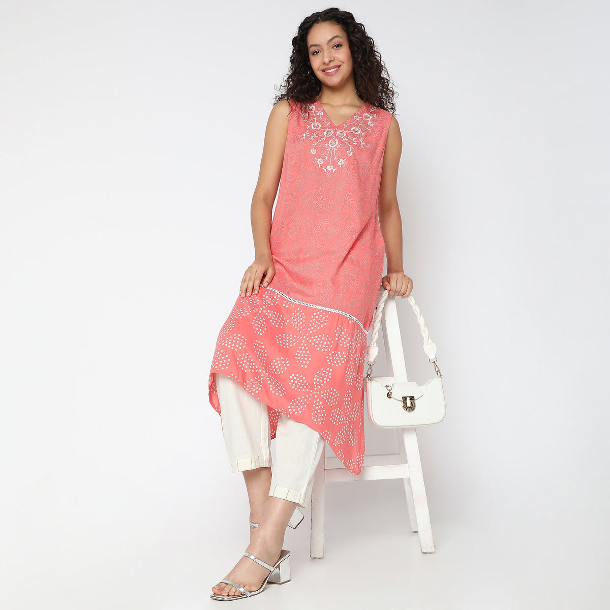 Women Wearing Flare Fit Printed Kurta