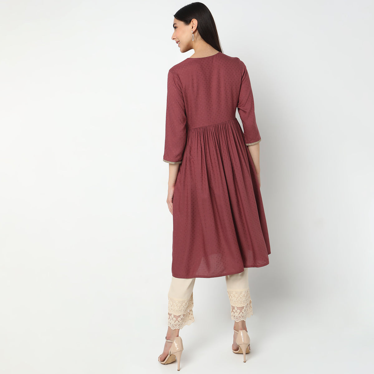 Flare Fit Embroidered Kurta