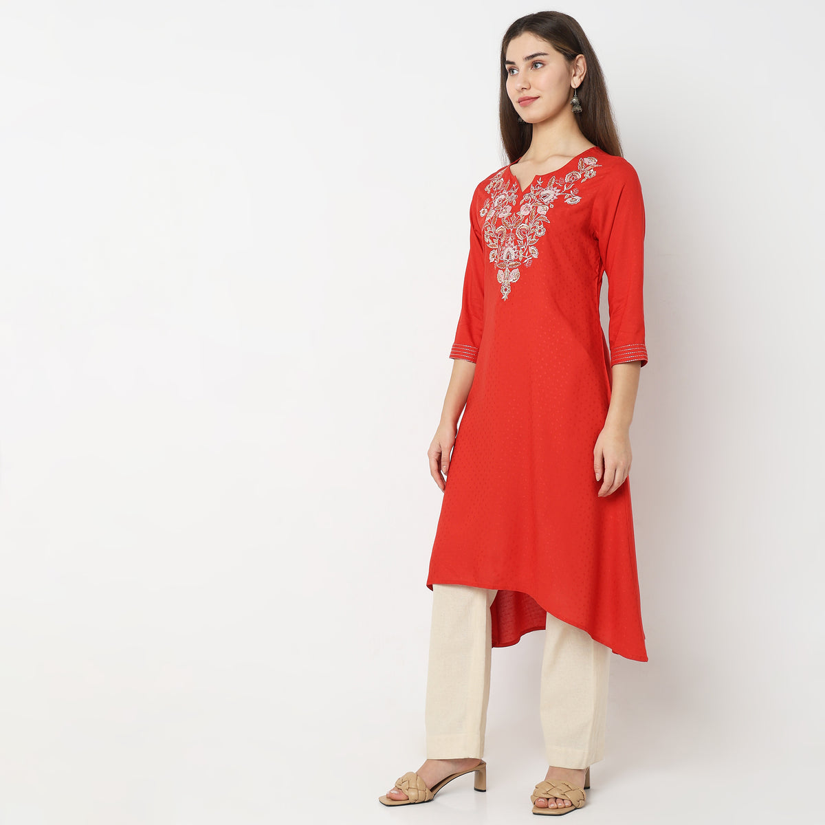 Flare Fit Embroidered Kurta