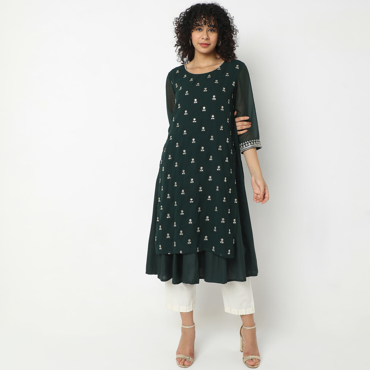 Flare Fit Embellished Kurta